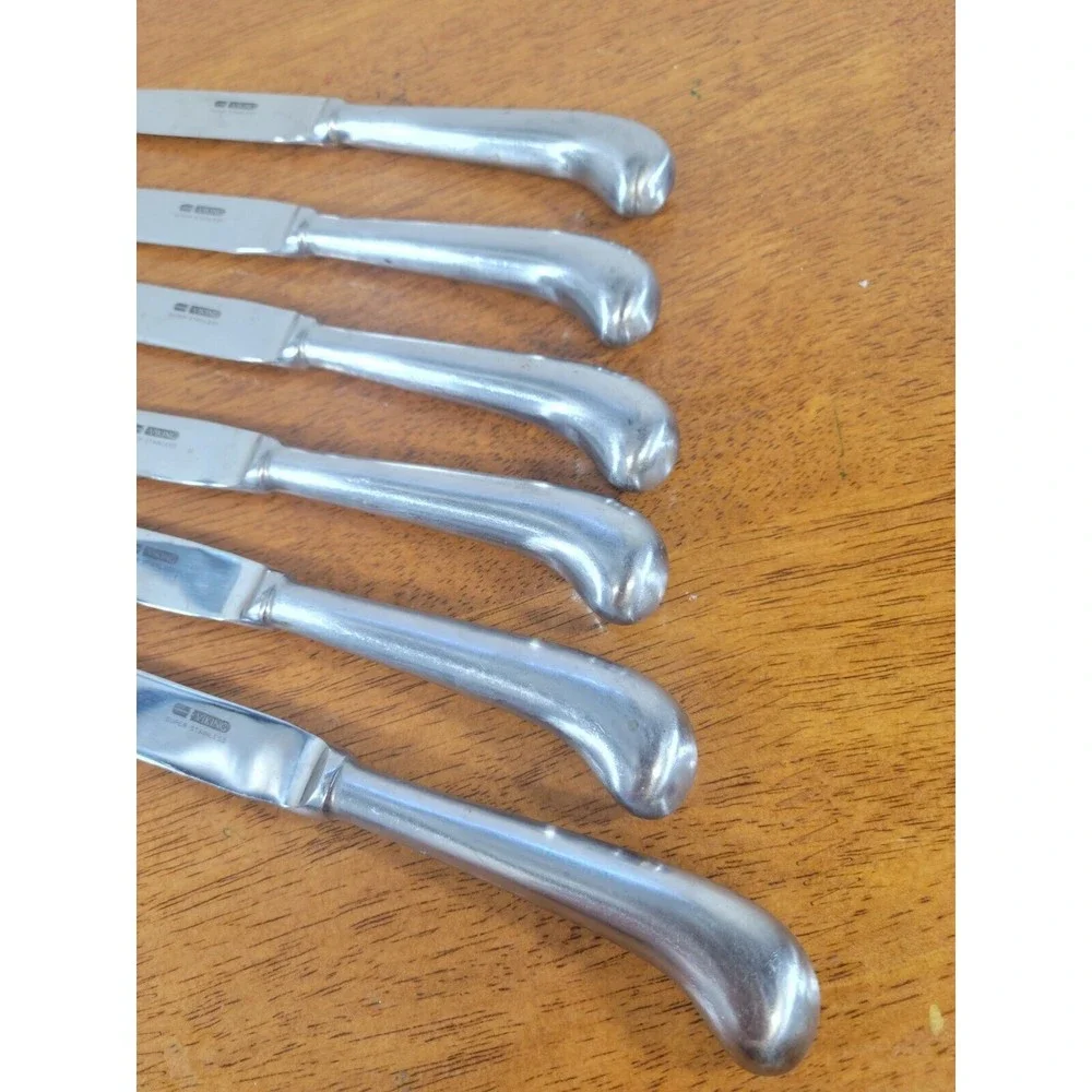 6 Viking Super‎ Stainless Steel Handcrafted Knives Curved Arched Handles w/Box